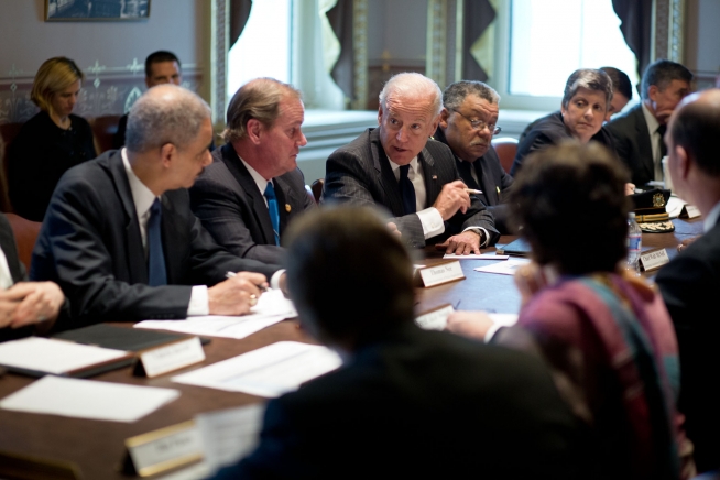 Vice President Joe Biden leads the first meeting to develop policy proposals as part of the Administration’s response to the Newtown shootings and other tragedies. (Official White House Photo by David Lienemann) 